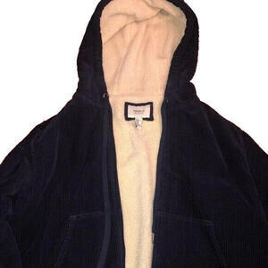 Forever 21 Corduroy Navy Blue Sherpa Jacket Woman's Medium